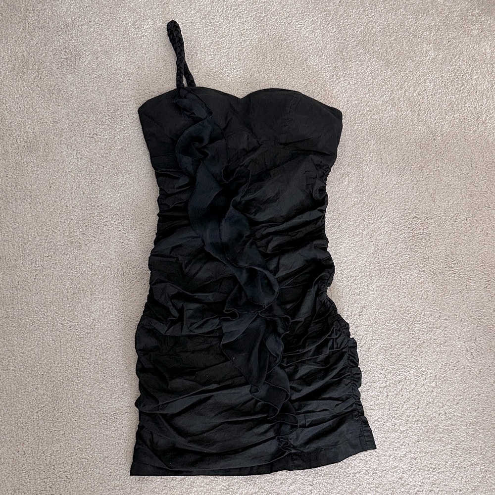 Elegant Off the shoulder Black ruffled Dress